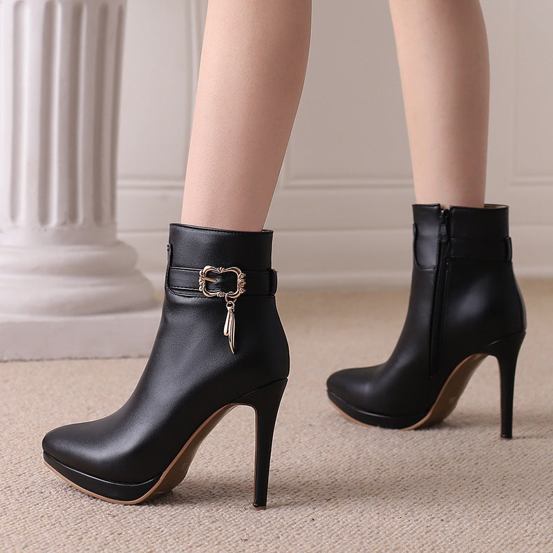 Gilded Charm Leather Boots